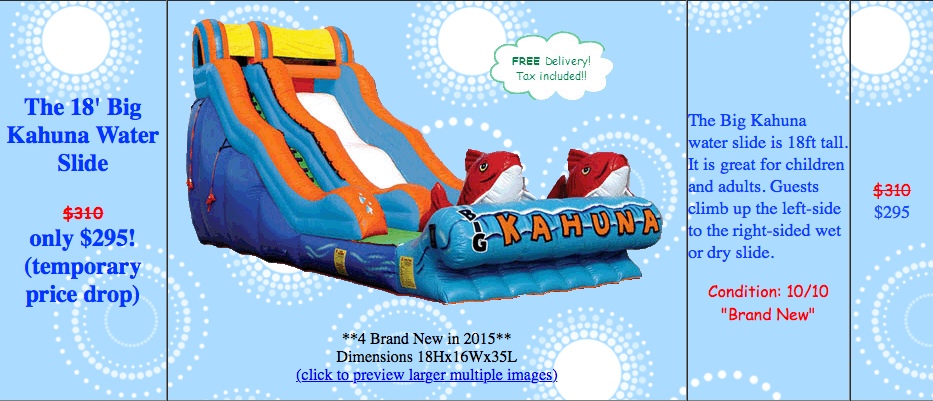 Big Kahuna inflatable waterslide prairieville